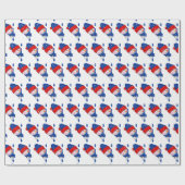 Snowman met kerst in sneeuwvlokken cadeaupapier (Vlak)