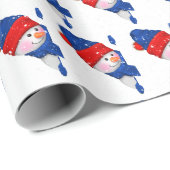 Snowman met kerst in sneeuwvlokken cadeaupapier (Rol Hoek)