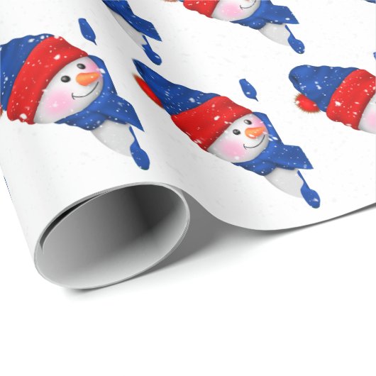 Snowman met kerst in sneeuwvlokken cadeaupapier (Rol Hoek)