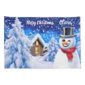 Snowman met kerst voor kinderen kussensloop (Achterkant-Rechts)