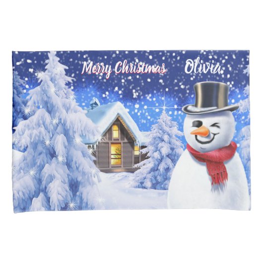 Snowman met kerst voor kinderen kussensloop (Voorkant-Rechts)