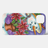 Snowman met kerstavond met Poinsettia Case-Mate iPhone Case (Achterkant (horizontaal))