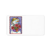 Snowman met kerstavond met Poinsettia Etiket (Voorkant)
