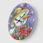 Snowman met kerstavond met Poinsettia Grote Klok (Hoek)