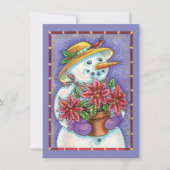 Snowman met kerstavond met Poinsettia Kaart (Voorkant)
