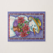 Snowman met kerstavond met Poinsettia Legpuzzel (Horizontaal)