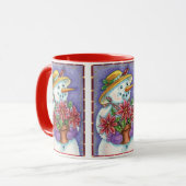 Snowman met kerstavond met Poinsettia Mok (Voorkant links)