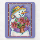 Snowman met kerstavond met Poinsettia Muismat (Voorkant)