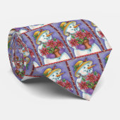 Snowman met kerstavond met Poinsettia Stropdas (Opgerold)