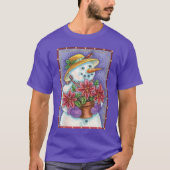 Snowman met kerstavond met Poinsettia T-shirt (Voorkant)