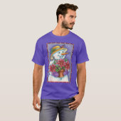 Snowman met kerstavond met Poinsettia T-shirt (Voorkant volledig)