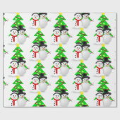 Snowman met kerstbomen / cadeautjes voor feestdage cadeaupapier (Vlak)