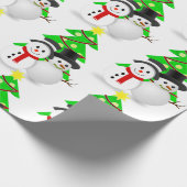Snowman met kerstbomen / cadeautjes voor feestdage cadeaupapier (Hoek)