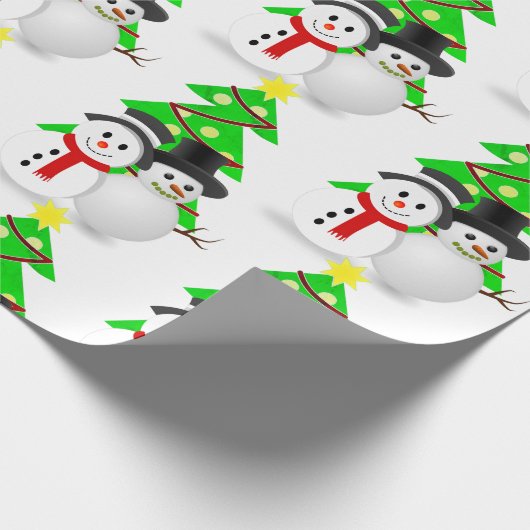 Snowman met kerstbomen / cadeautjes voor feestdage cadeaupapier (Hoek)