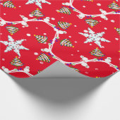 Snowman met kerstboom en cadeautjes cadeaupapier (Hoek)