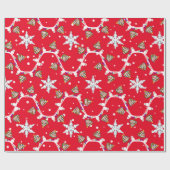 Snowman met kerstboom en cadeautjes cadeaupapier (Vlak)