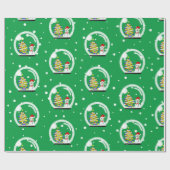 Snowman met kerstboom in een sneeuwWereldbol wrapp Cadeaupapier (Vlak)