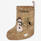 Snowman met kerstboomschilderingen kleine kerstsok (Achterkant)
