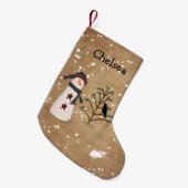 Snowman met kerstboomschilderingen kleine kerstsok (Voorkant (Hangend))