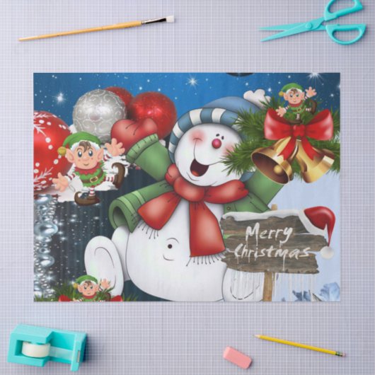 Snowman met kerstcadeaupapier tissuepapier (Craft)