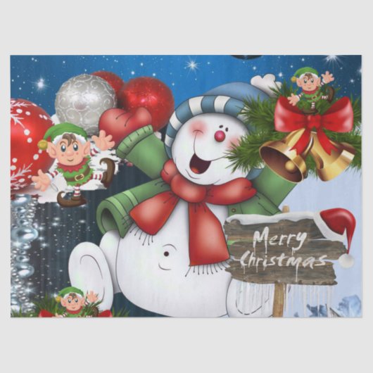 Snowman met kerstcadeaupapier tissuepapier (Voorkant)