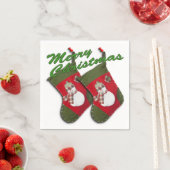 Snowman met kerstcadeautjes over wit servet (Insitu)