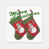 Snowman met kerstcadeautjes over wit servet (Voorkant)