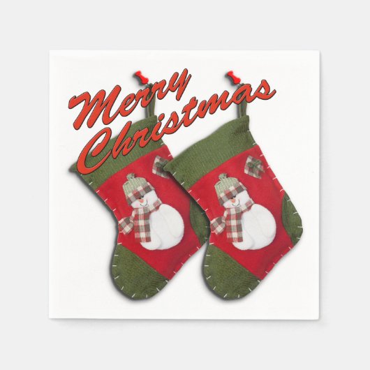 Snowman met kerstcadeautjes over wit servetten (Voorkant)