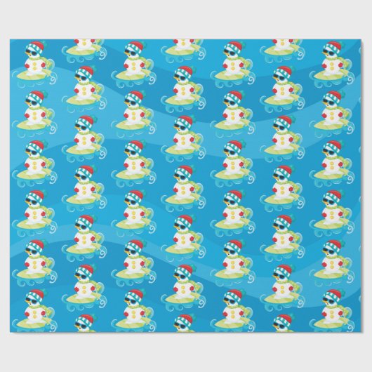 Snowman met kerstfeest op het strand cadeaupapier (Vlak)