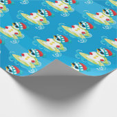 Snowman met kerstfeest op het strand cadeaupapier (Hoek)