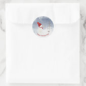 Snowman met kerstgouden ster ronde sticker (Tas)
