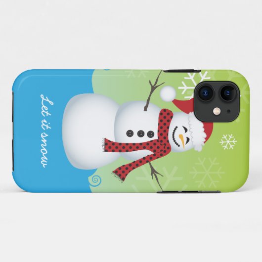 Snowman met kersthoed Case-Mate iPhone case (Achterkant (horizontaal))
