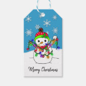 Snowman met kerstlampjes cadeaulabel (Voorkant)