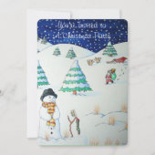 Snowman met kerstmis in de sneeuw kaart (Voorkant)