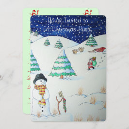 Snowman met kerstmis in de sneeuw kaart