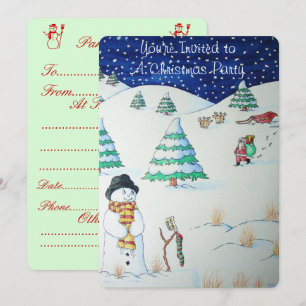 Snowman met kerstmis in de sneeuw kaart