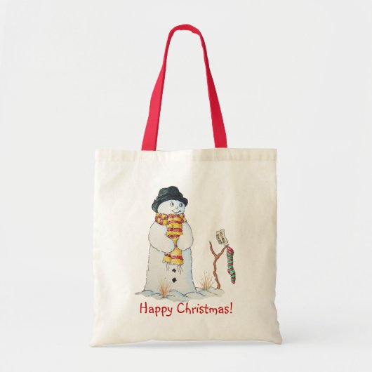Snowman met kerstmis in de sneeuw tote bag (Voorkant)