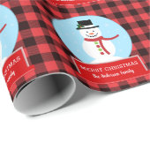 Snowman met kerstmis in een sneeuwwereldbol cadeaupapier (Rol Hoek)