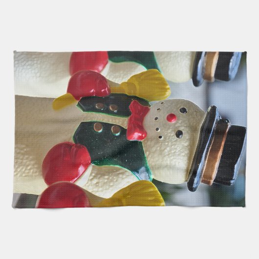 Snowman met Kerstmis Theedoek (Horizontaal)