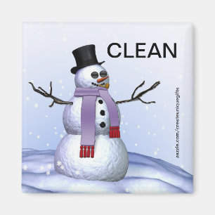 Snowman met kerstreiniging vuile wasmachine Magnet