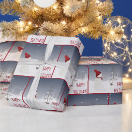Snowman met kerstster cadeaupapier