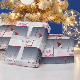 Snowman met kerstster cadeaupapier