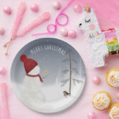 Snowman met kerstster papieren bordje (Feest)