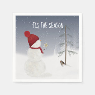 Snowman met kerstster servet