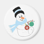Snowman met kerstversieringen magneet (Voorkant)