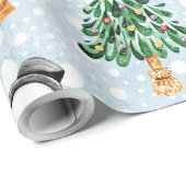 Snowman met koortsboom in het Waterverf patroon Cadeaupapier (Rol Hoek)