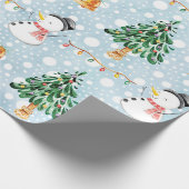 Snowman met koortsboom in het Waterverf patroon Cadeaupapier (Hoek)