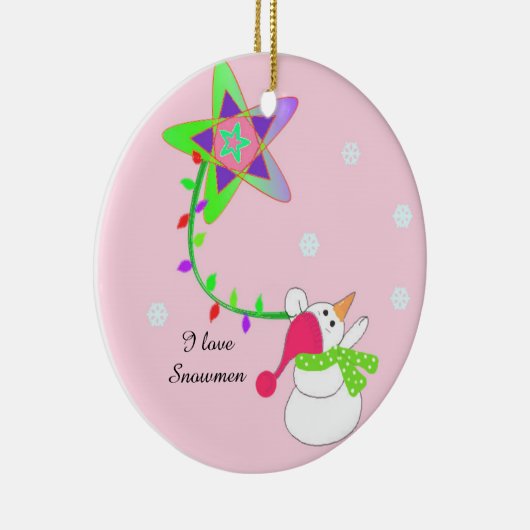 Snowman met lampjes en een ster keramisch ornament (Rechts)