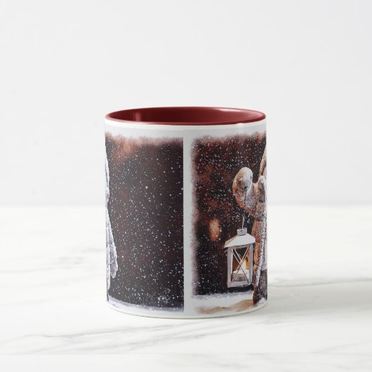 Snowman met lantaarn in de sneeuwval mok (Midden)