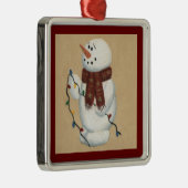 Snowman met licht versierend metalen ornament (Rechts)